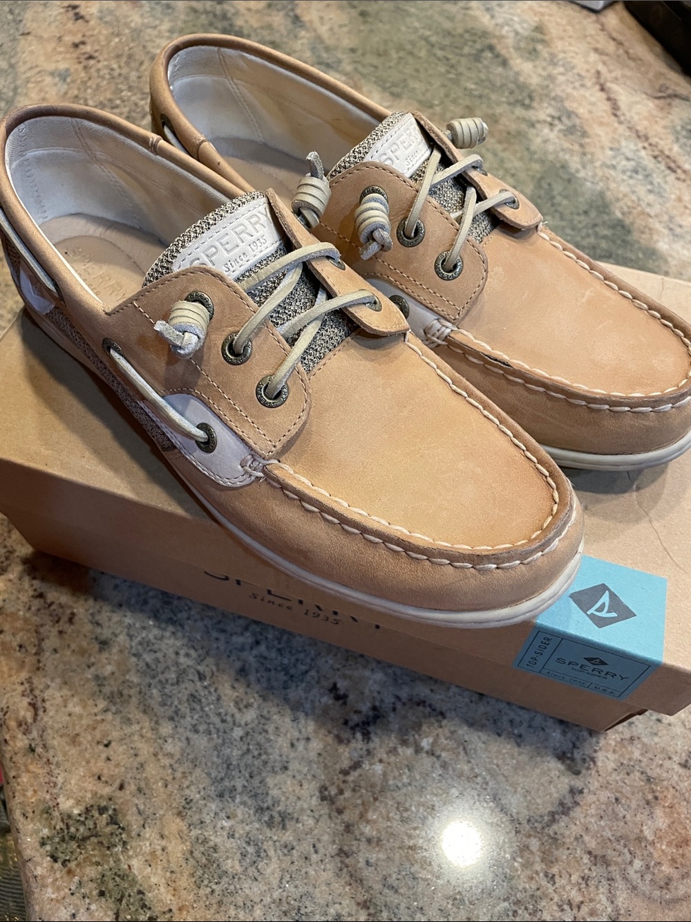Sperry women’s Tan Leather 2-Eye Boat Shoes